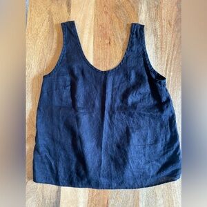 Everlane Black Linen Scoop Neck Tank Top